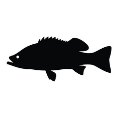 Obraz premium peacock bass vector silhouette icon - ideal for fishing logos, seafood icons, and aquatic-themed graphics.