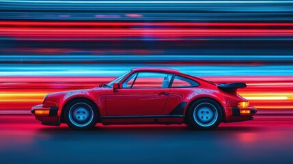 Obraz premium Fast car. Abstract photo of speed blur car on motion blur background.