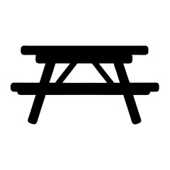 picnic table vector silhouette icon - perfect for furniture icons, decals, or SVG crafts.