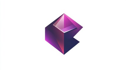 Abstract, geometric, vibrant purple crystal