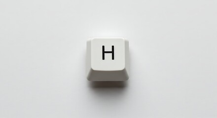 Isolated Keyboard Key 'H' on White Background
