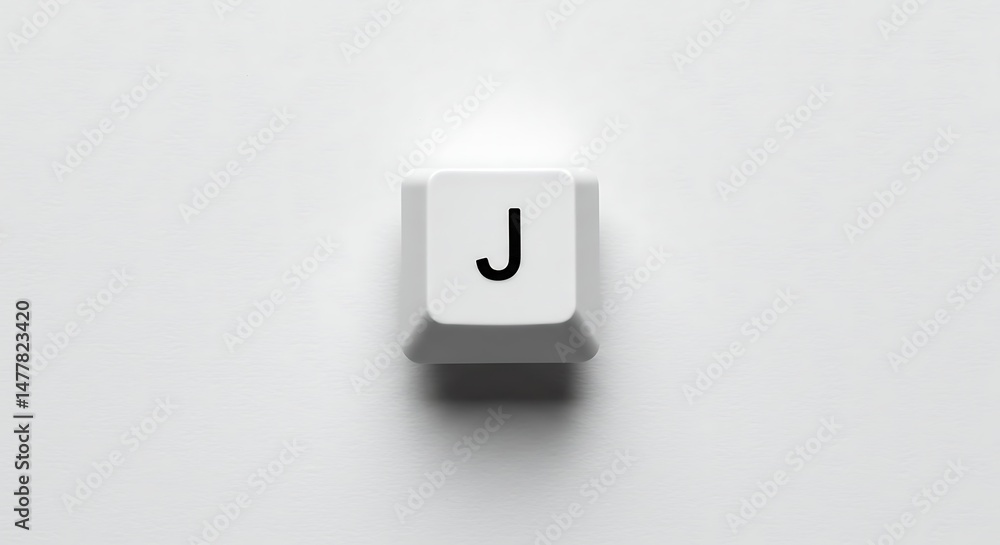 Poster isolated keyboard button with the letter j on white background