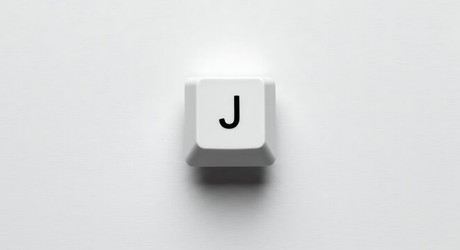 Isolated keyboard button with the letter J on white background