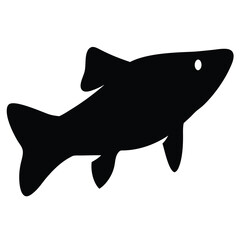 pike vector silhouette icon - ideal for fishing logos, seafood icons, and aquatic-themed graphics.