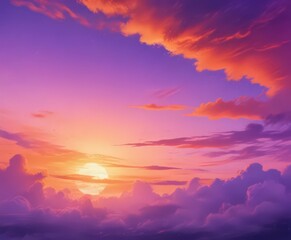 Dreamy sunset sky, vibrant orange and purple watercolor blend ,  color,  dreamy,  serenity