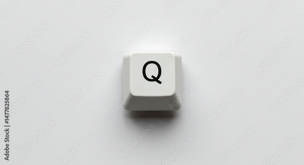 Poster isolated 'q' key from a computer keyboard on white background