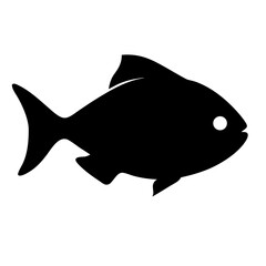 piranha vector silhouette icon - ideal for fishing logos, seafood icons, and aquatic-themed graphics.
