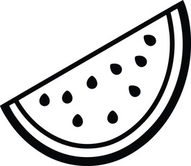 monochrome watermelon slice icon with seeds vector art