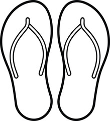 black outline icon of flip flops line art.