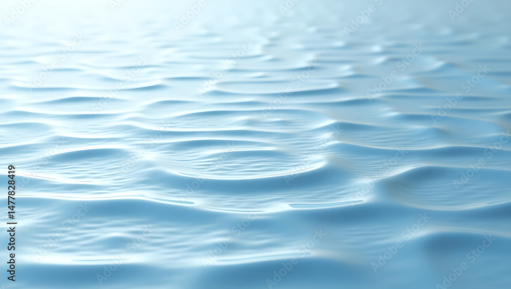 Poster abstract rendering of gentle blue waves in a seamless and smooth textured water environment