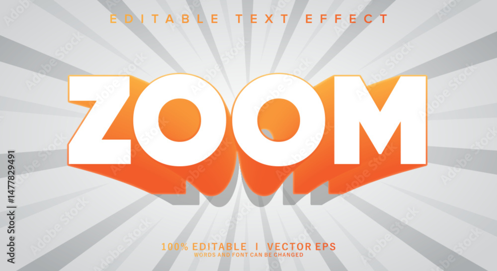 Poster zoom vector text effect with modern style design