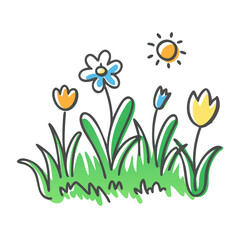spring meadow icon, spring meadow vector illustration-simple illustration of spring meadow, perfect for spring meadow logos and icons