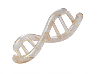 Abstract Glittery DNA Helix Model On White Background Scientific Medical Concept Health Genetics Chromosomes Study