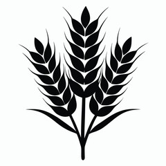 Black Wheat Stalk Illustration Three Bundles of Grain Icon, Agriculture Symbol