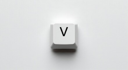 Isolated Keyboard Key 'V' on White Background