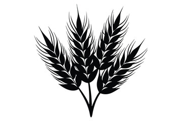Stylized Wheat Stalks Black Silhouette Clipart Illustration, Agricultural Graphic Resource, NatureInspired Design