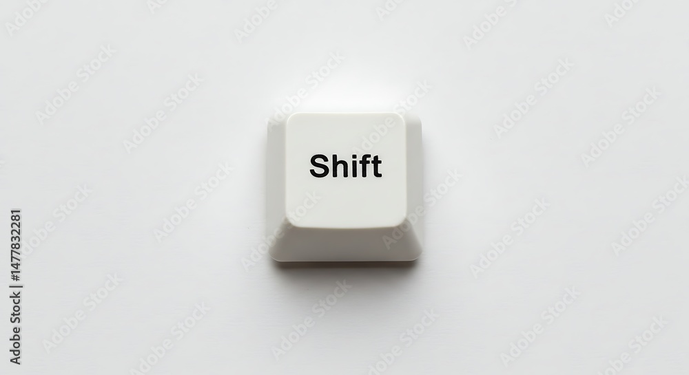 Poster close-up of a white shift key on a keyboard