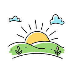 springtime sunrise icon, springtime sunrise vector illustration-simple illustration of springtime sunrise, perfect for springtime sunrise logos and icons