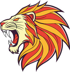 Dynamic Roaring Lion Head Vector Illustration – Bold Wildlife Art for Creative Design Projects and Branding
