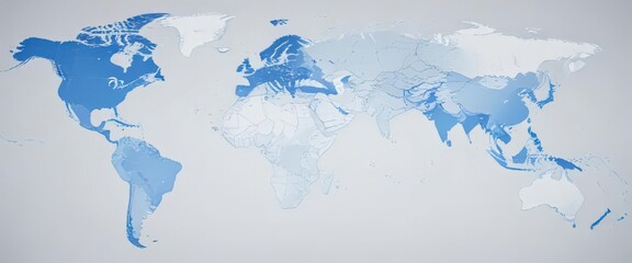 Clean blue & white vector world map, ideal for presentations ,  artwork,  geography,  cartography