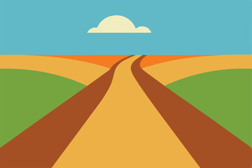 Dirt Path Between Empty Fields