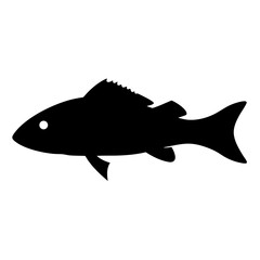 red drum redfish vector silhouette icon - ideal for fishing logos, seafood icons, and aquatic-themed graphics.
