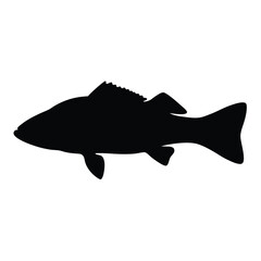 red drum redfish vector silhouette icon - ideal for fishing logos, seafood icons, and aquatic-themed graphics.