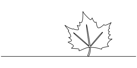 Single line drawing of a leaf, A single line drawing of an maple leaf. Continuous line thanksgiving icon in color. One line icon. Vector illustration, Autumn Maple Leaf, Canada Day Single Line Drawing