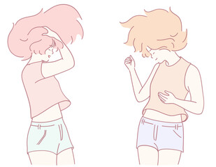 Two lively animated characters joyfully express confidence through their playful poses and soft, pastel colors