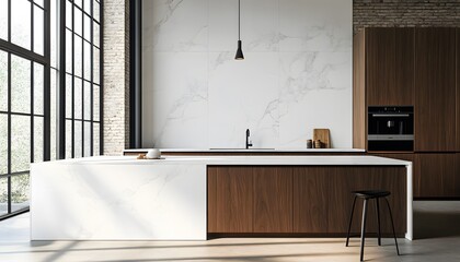 Modern kitchen design featuring a large island.