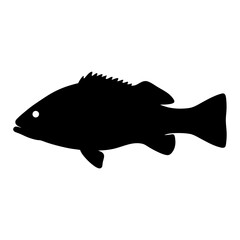 rockfish vector silhouette icon - ideal for fishing logos, seafood icons, and aquatic-themed graphics.