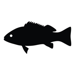 rockfish vector silhouette icon - ideal for fishing logos, seafood icons, and aquatic-themed graphics.