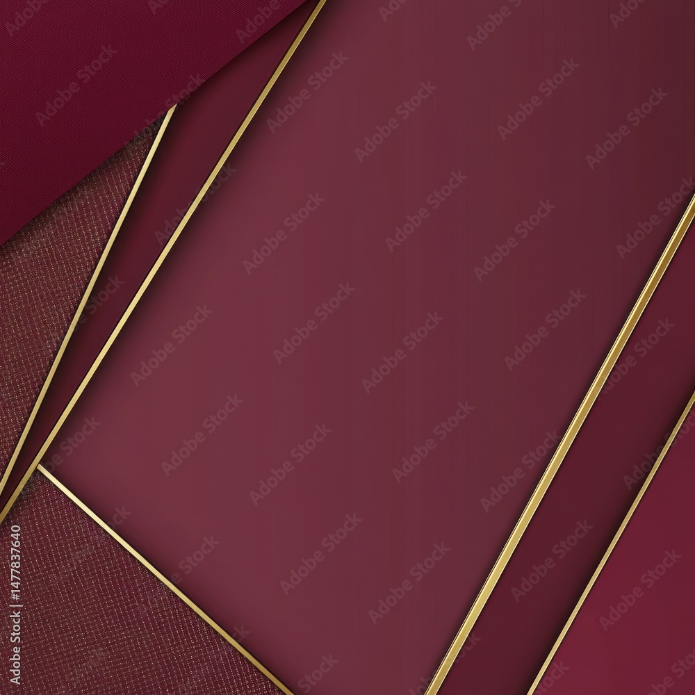 Poster abstract burgundy and gold layered background with geometric shapes and textures elegant design for 