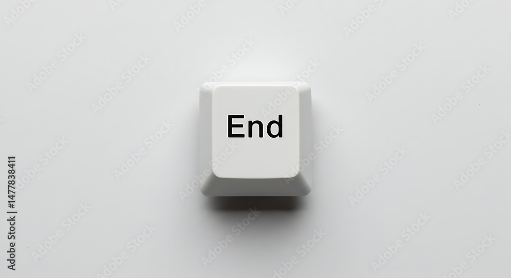Poster close-up of a white computer keyboard 'end' key