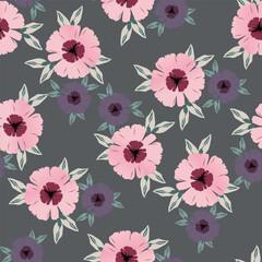 Beautiful seamless floral pattern . Flower vector illustration. Field of flowers
