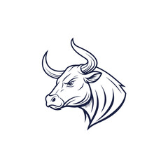 bull silhouette icon. strength and perseverance symbol. vector image of animal

