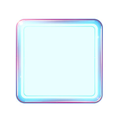 Minimalist Glossy Teal Rounded-Square Frame with Subtle Neon Glow on Transparent Background