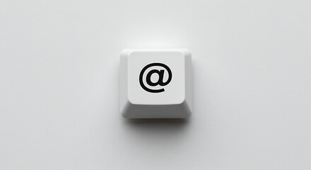 At Sign Key, Email Symbol on White Keyboard Button