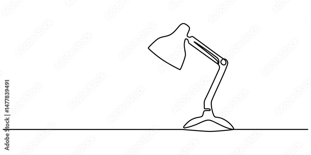 Aufkleber a simple line drawing of a desk lamp. it shows the lamp's shape and features in a single continuous 