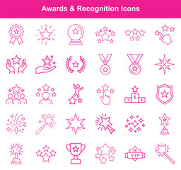 Obraz premium Collection of Reward and Success Icons Star Medals, Trophies, Laurels, and Celebration Elements