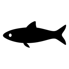 sardine vector silhouette icon - ideal for fishing logos, seafood icons, and aquatic-themed graphics.