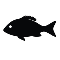 scup porgy vector silhouette icon - ideal for fishing logos, seafood icons, and aquatic-themed graphics.