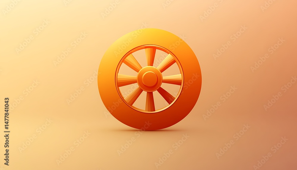 Poster a bold orange rewind vector action icon on a soft gradient background