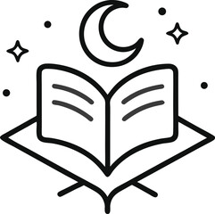 Silhouettes with Quran, Rehal, and Islamic Lifestyle in Nature, Vector, Quran, Rehal, and Islamic Lifestyle