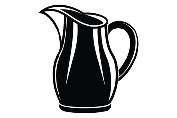 Silhouette Drawing of an Elegant Pitcher with Handle for Water or Juice
