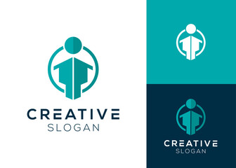 House owner logo. Abstract people and house logo design for real estate and sales