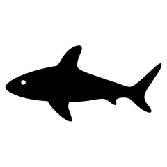 shark vector silhouette icon - ideal for fishing logos, seafood icons, and aquatic-themed graphics.