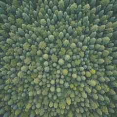 High-angle view of a dense forest canopy.