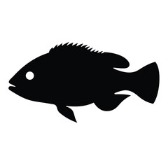 sheepshead vector silhouette icon - ideal for fishing logos, seafood icons, and aquatic-themed graphics.