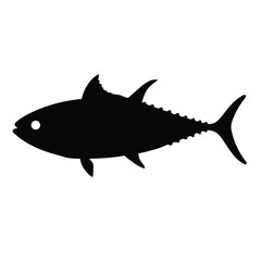 Fototapeta premium skipjack tuna vector silhouette icon - ideal for fishing logos, seafood icons, and aquatic-themed graphics.